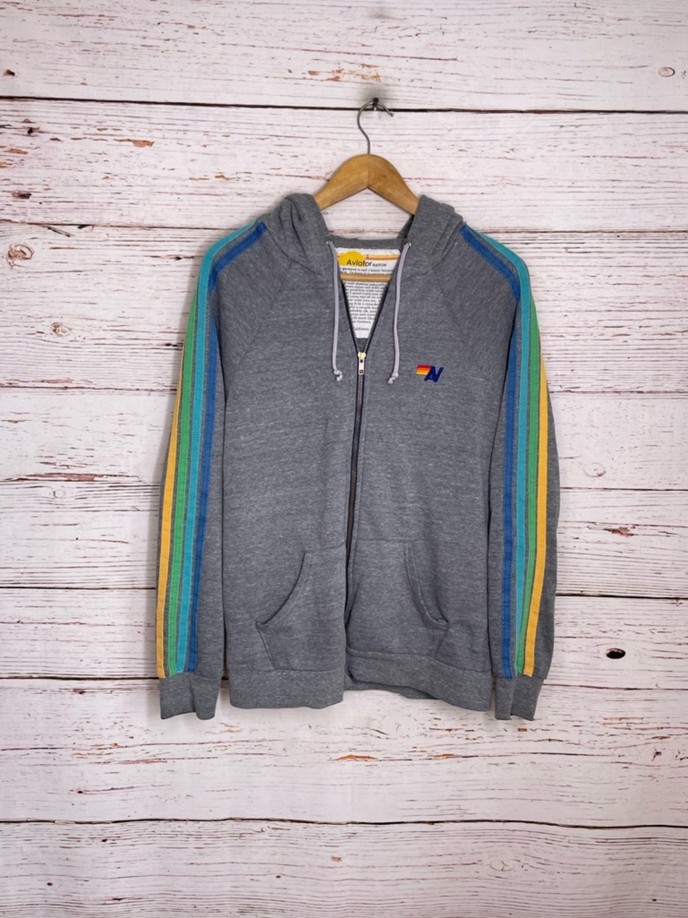 Aviator Nation full zip 5 stripe hoodie